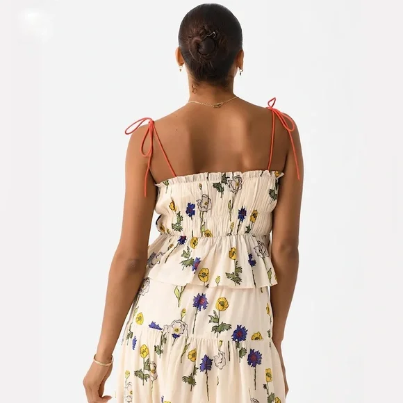 NWT Rhode Julieta Peplum Top in Saba Tie Straps Sz Large - Picture 4 of 14